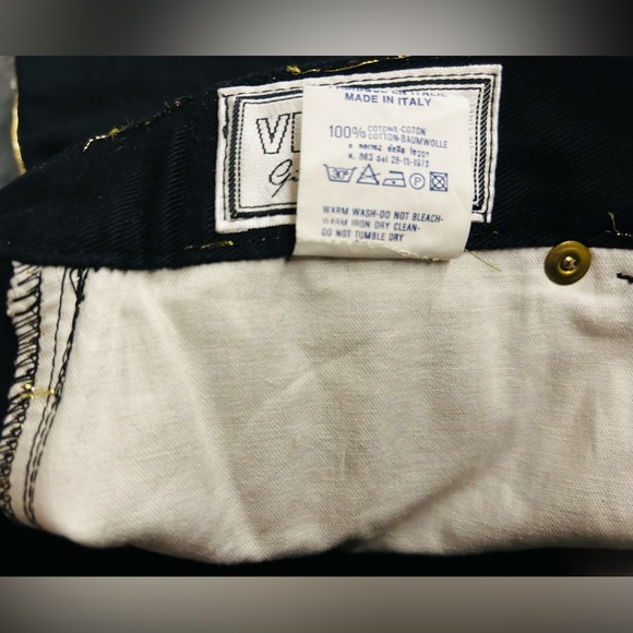 New Versus Versace Black Stretch Jeans Gold Piping size 28/42 Small made Italy - Picture 8 of 16